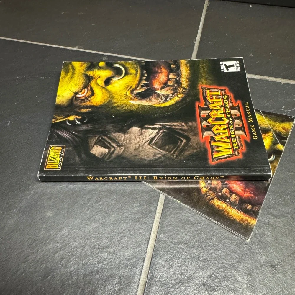 Warcraft III Reign of Chaos Game Manual and Blizzard Product Catalog 2002 PC